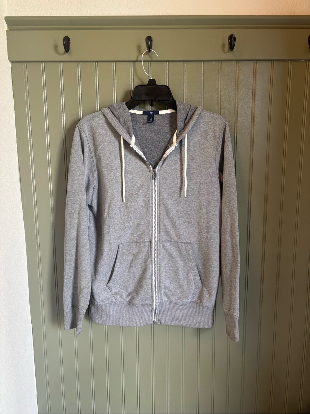Classic Gray Zip-Up Hoodie with Drawstrings